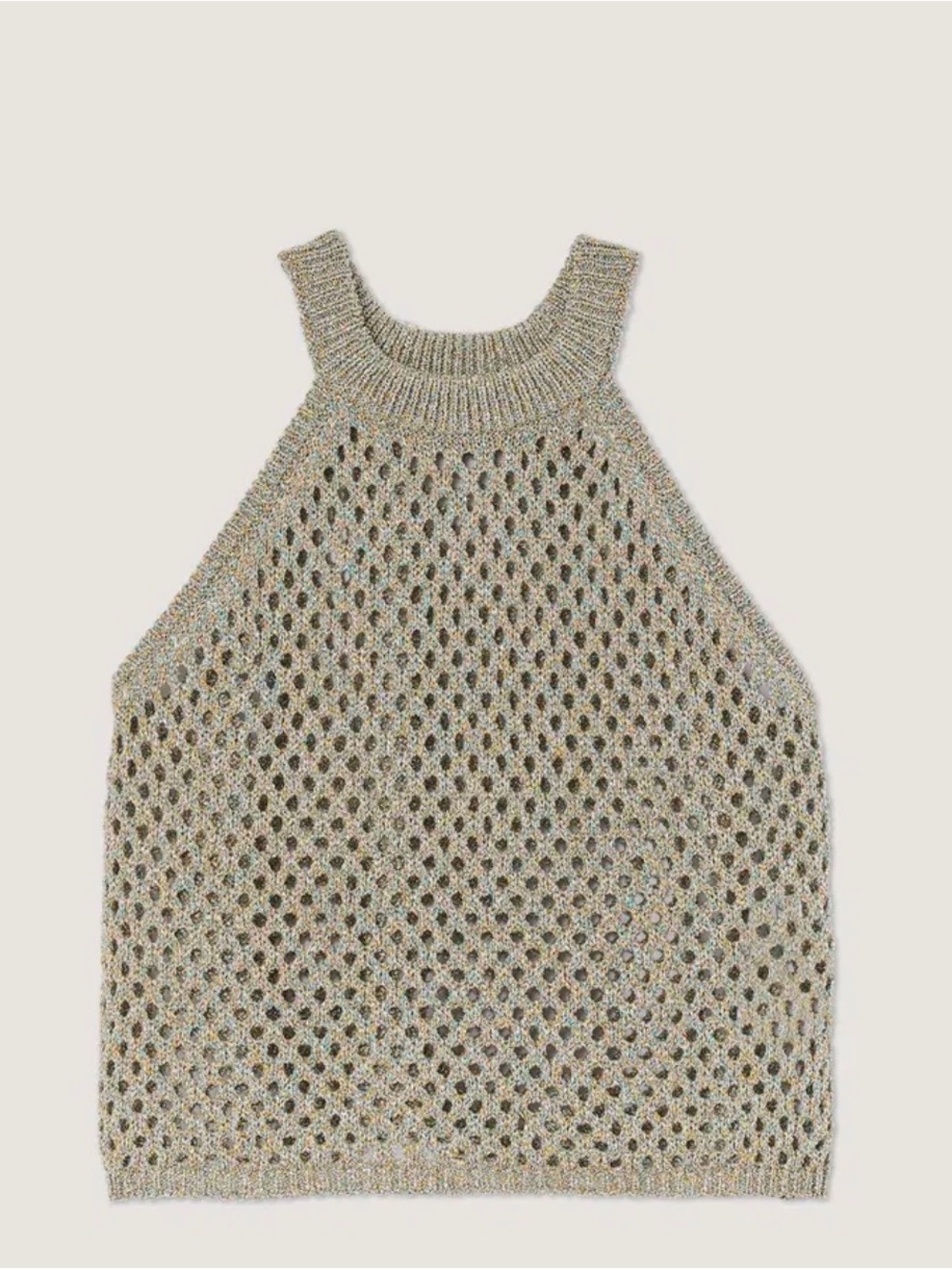 Sandro multicolor crochet sparkle Halter Tank crop Top